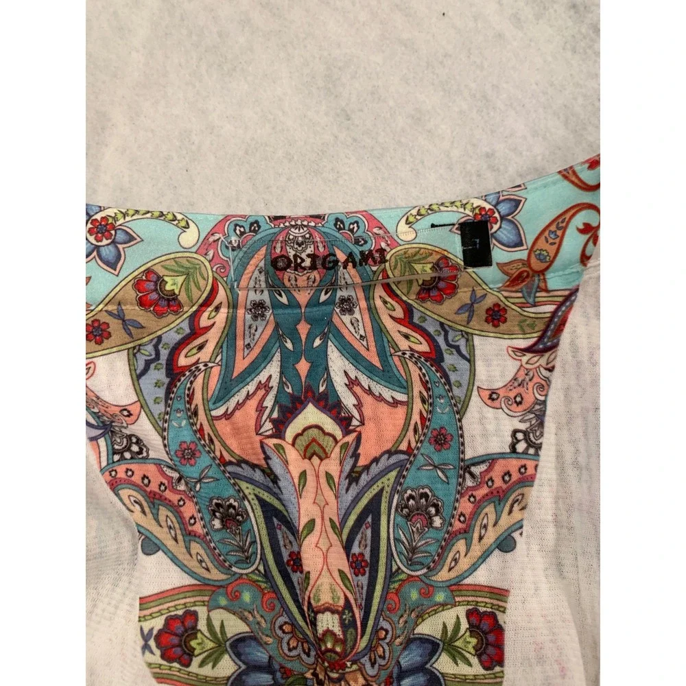 Origami Paisley Sequin Duster Vest L Festival Boho Glam art to wear - Picture 5 of 10